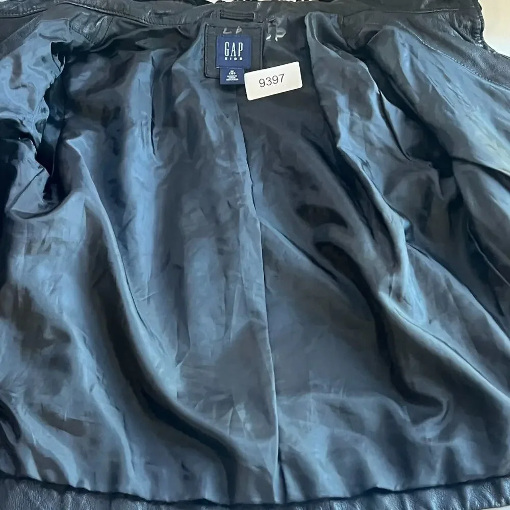 GAP Kids Black Goat Leather Jacket Girl's Size M (8)